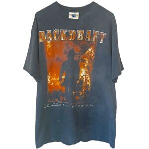 Vintage 1996 Backdraft Movie Universal Studios Ride Promo Firefighter T Shirt L